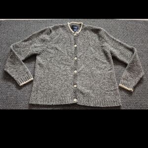 Honors Vintage Grey Wool Cardigan Sweater Size Large
